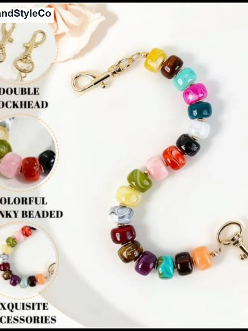 Colorful Beaded Choker Bag Chain Charm Boho Resin Bead Gift